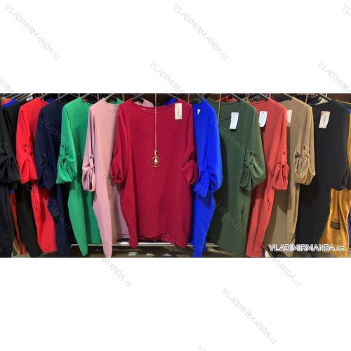 Women's Plus Size Long Sleeve Pendant Dress (XL/2XL/3XL ONE SIZE) ITALIAN FASHION IMBM24001