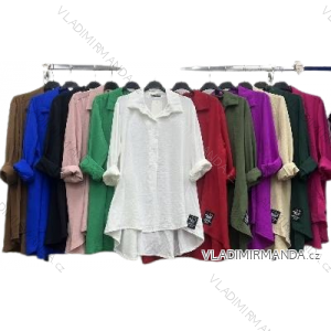 Women's Plus Size Long Sleeve Shirt Dress (XL/2XL/3XL ONE SIZE) ITALIAN FASHION IMBM24007