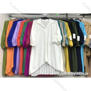 Women's Plus Size Long Sleeve Shirt Dress (XL/2XL/3XL ONE SIZE) ITALIAN FASHION IMBM24008