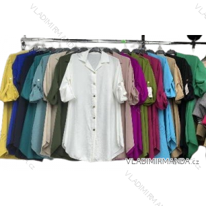 Women's Plus Size Long Sleeve Shirt Dress (XL/2XL/3XL ONE SIZE) ITALIAN FASHION IMBM24012