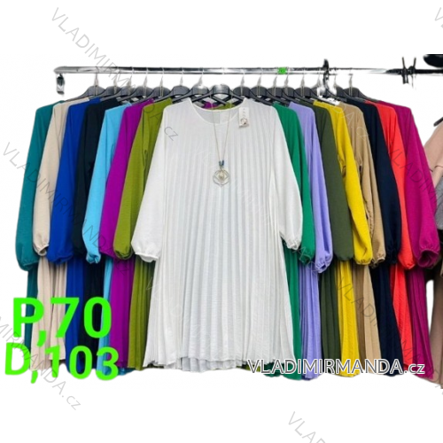 Pendant Pleated Dress Long Sleeve Women's Plus Size (XL/2XL/3XL ONE SIZE) ITALIAN FASHION IMBM24020