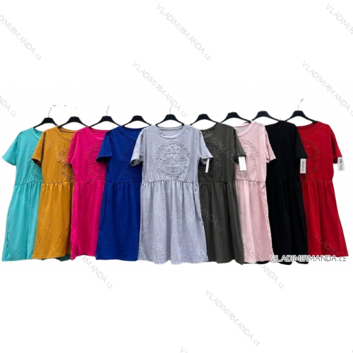 Women's Cotton Short Sleeve Summer Dress (S / M / L / XL ONE SIZE) ITALIAN FASHION IMD22472