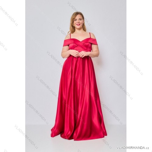 Long Elegant Party Carmen Dress Women Plus Size (42-48) FRENCH FASHION FMPEL23PATRICIAQS -   red -   42
