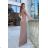 Women's Plus Size (42-46) Long Elegant Party Sleeveless Dress POLISH FASHION PMLBC23265-10 Brown 34