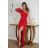 Women's Plus Size (42-46) Long Elegant Party Sleeveless Dress POLISH FASHION PMLBC23265-10 red 34