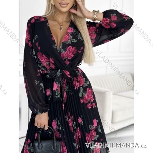Women's Elegant Chiffon Long Sleeve Dress (S/M ONE SIZE) ITALIAN FASHION IMWCH24010