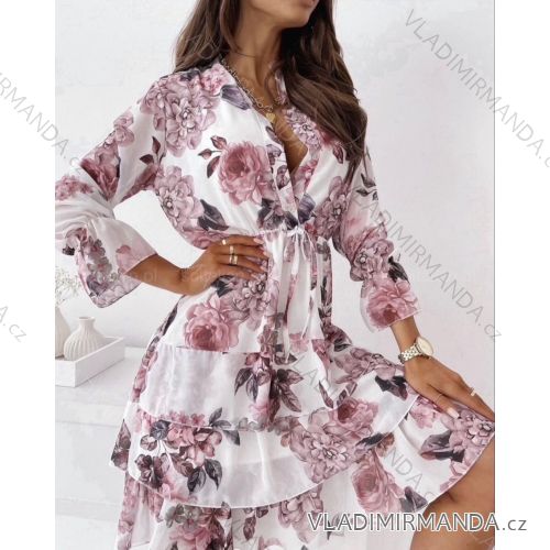 Šaty elegantní krátké dlouhý rukáv dámské (S/M ONE SIZE) ITALSKÁ MÓDA IMWC217235