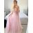 Women's long party dress with straps (S/M ONE SIZE) ITALIAN FASHION IMPSH2460030 pink salmon S/M