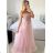 Women's long party dress with straps (S/M ONE SIZE) ITALIAN FASHION IMPSH2460030 pink salmon S/M