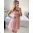 Women's strapless tulle party dress (S/M/L ONE SIZE) ITALIAN FASHION IM923001 S/M Old-pink