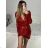 Women's Long Sleeve Sparkly Sequin Party Dress (S/M ONE SIZE) ITALIAN FASHION IMPBB23B24389 S / M red