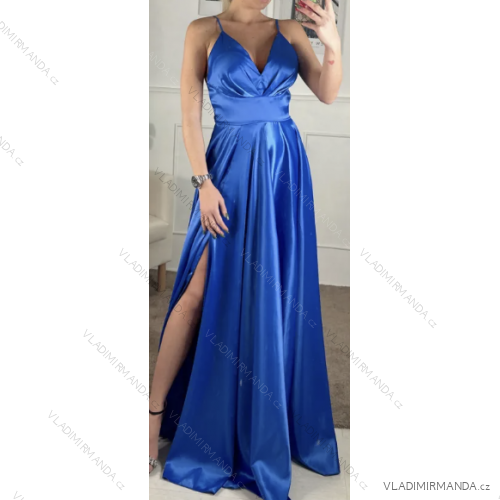 Women's elegant evening dress with straps (S/M ONE SIZE) ITALIAN FASHION IMPBB2480870bl