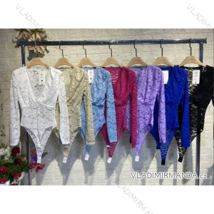 Women's Long Sleeve Lace Bodysuit (S/M ONE SIZE) ITALIAN FASHION IMPGM232597