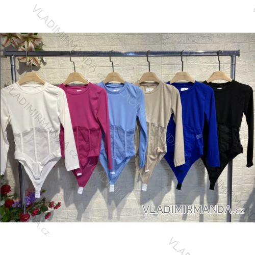 Women's Long Sleeve Lace Bodysuit (S/M ONE SIZE) ITALIAN FASHION IMPGM232597