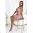 523-1 Tulle dress with a neckline and bow - dirty pink