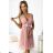 523-1 Tulle dress with a neckline and bow - dirty pink
