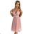 523-1 Tulle dress with a neckline and bow - dirty pink
