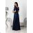 Women's Strapless Long Satin Party Dress (34-42) POLISH FASHION PMLEL24NATHALIE dark blue XL