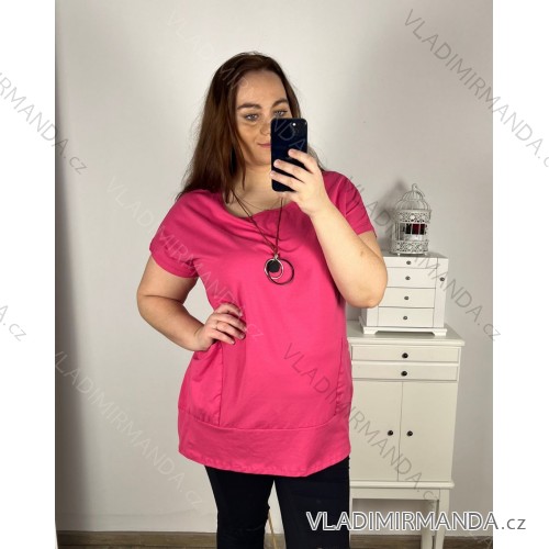 Tunic Dress Oversized Short Sleeve Pendant (UNI S-XL) ITALIAN FASHION IMC20182 -   dark pink
 -   3xl / 4xl