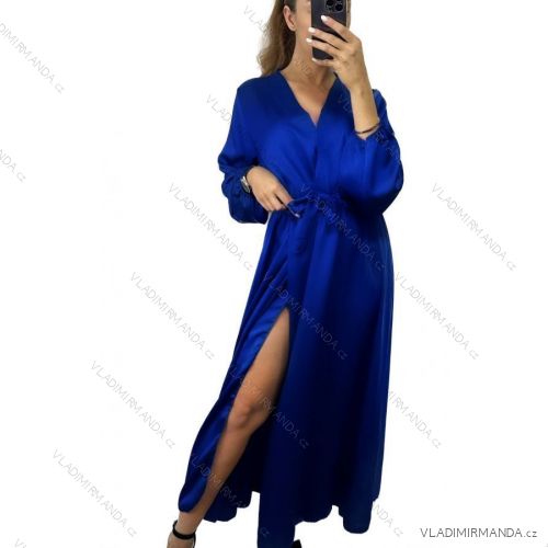 Women's Long Party Satin Long Sleeve Dress (S/M ONE SIZE) ITALIAN FASHION IMPLI233893