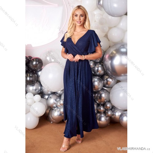 Women's Long Formal Short Sleeve Dress (36-54) POLISH FASHION PMLMR23ALICE -   dark blue -   52