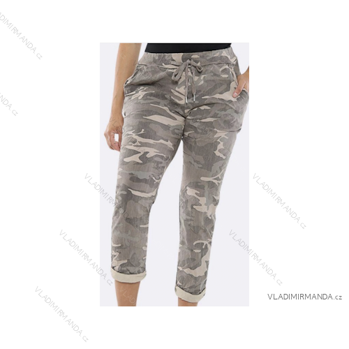 Women's long leather pants (S/M ONE SIZE) ITALIAN FASHION IMPLI2312199 -   zelená khaki -   S / M