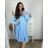Oversize 3/4 Sleeve Women's Plus Size Shirt Dress (L/XL/2XL ONE SIZE) ITALIAN FASHION IM423111 3xl / 4xl Light blue