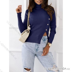 Women's Short Sleeve Knitted Turtleneck Sweater (S/M ONE SIZE) ITALIAN FASHION IMD22947