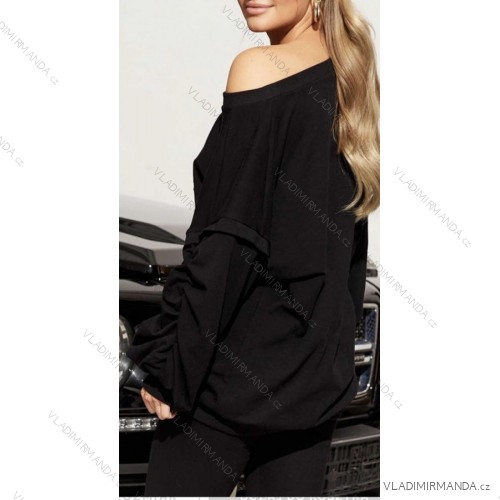 Summer long sleeve flowered women's dress (UNI S / L) ITALIAN FASHION IMK20150 -   black -   L/XL