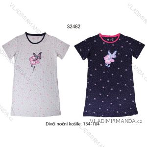 Nightgown with short sleeves for children, teenagers, girls (134-164) WOLF S2384