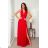Women's Long Elegant Dress with Wide Straps (SL) FRENCH FASHION FMPEL23VELVET -   red -   42