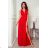 Women's Long Elegant Dress with Wide Straps (SL) FRENCH FASHION FMPEL23VELVET -   red -   42
