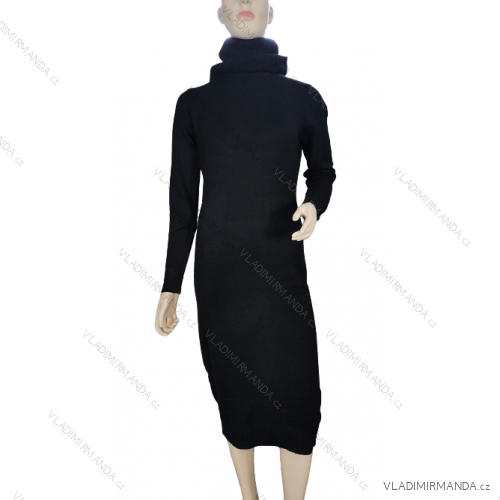 Women's Long Sleeve Knitted Dress (S/M ONE SIZE) ITALIAN FASHION IMWAK23CL5019 -   black -   S / M