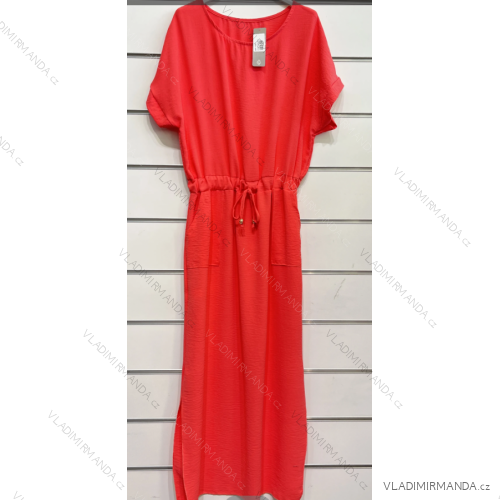 Women's Long Short Sleeve Dress (S/M ONE SIZE) ITALIAN FASHION IMPSH231205 red S / M