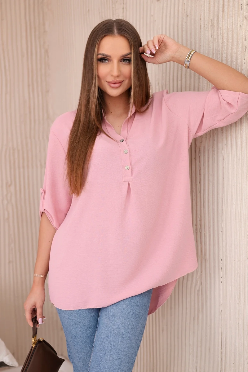 Blouse with a longer back, powder pink