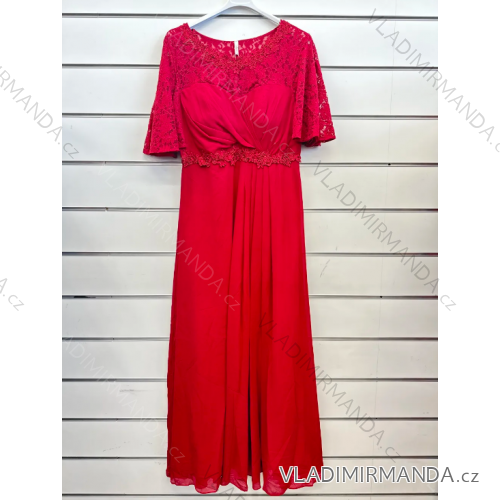 Women's Long Casual Short Sleeve Dress (S/M ONE SIZE) ITALIAN FASHION IMPSH236540 red S / M