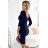 529-2 ELEONORA classic dress with a cutout on the back - navy blue with glitter