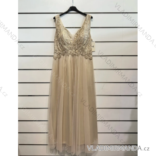 Women's Strapless Long Party Dress (S/M ONE SIZE) ITALIAN FASHION IMPSH23L676 Golden L-2XL