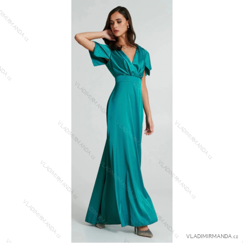 Women's Plus Size Long Casual Short Sleeve Dress (S/M ONE SIZE) ITALIAN FASHION IMPSH245441 Green S / M