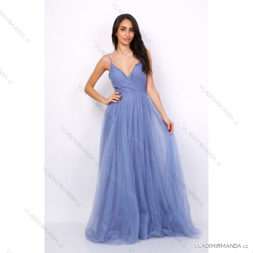 Women's Strapless Long Party Dress (S/M ONE SIZE) ITALIAN FASHION IMPSH2360055 Light blue S / M