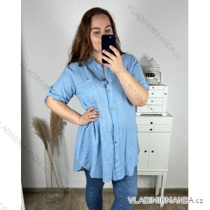 Women's Plus Size Extended Long Sleeve Shirt (XL/2XL ONE SIZE) ITALIAN FASHION IMC22808