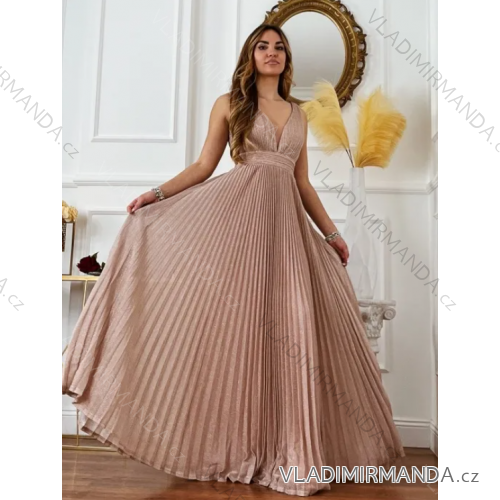 Women's Strapless Long Party Dress (S/M ONE SIZE) ITALIAN FASHION IMPSH2360055 pink S / M