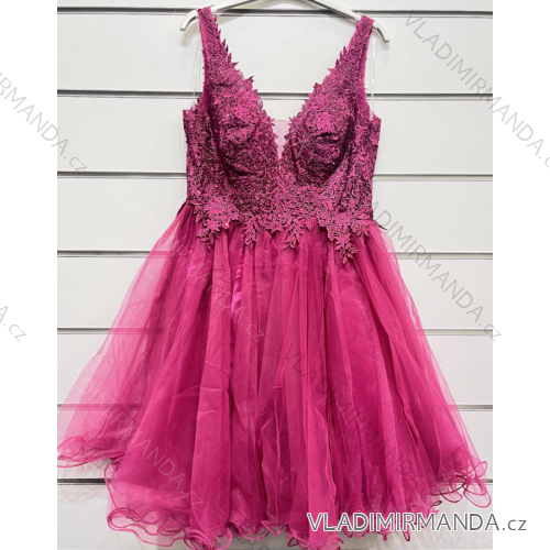 Women's elegant evening dress with straps (S/M ONE SIZE) ITALIAN FASHION IMPSH2350119 dark pink S / M