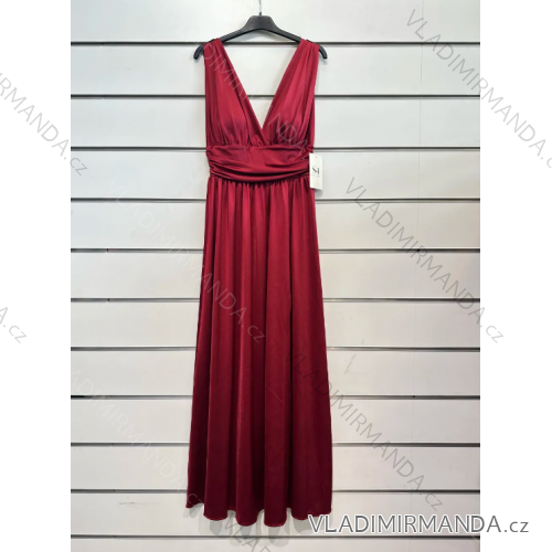 Women's Strapless Long Party Dress (S/M ONE SIZE) ITALIAN FASHION IMPSH245192 red S / M