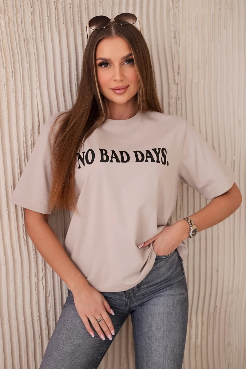 No Bad Days beige cotton blouse