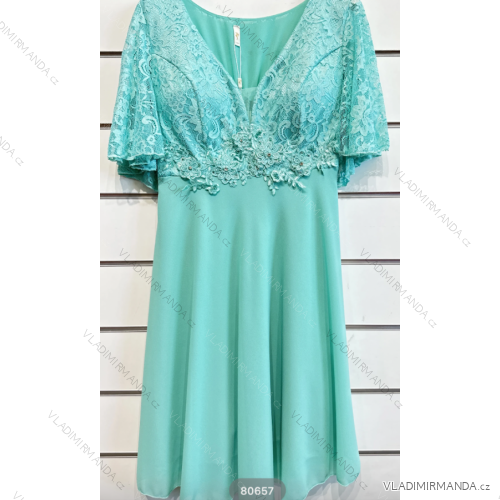 Women's Elegant Casual Short Sleeve Dress (S/M ONE SIZE) ITALIAN FASHION IMPSH2380657 Green S / M