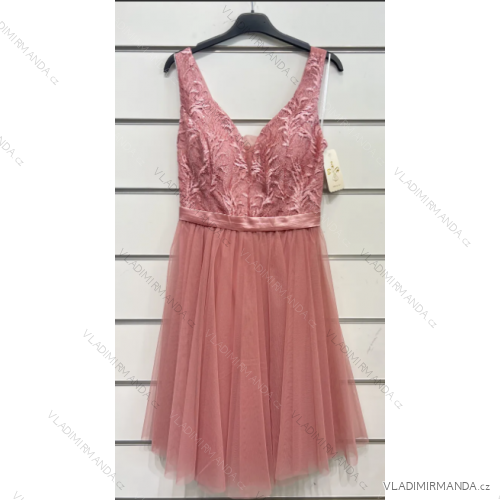 Women's strapless short party dress (S/M ONE SIZE) ITALIAN FASHION IMPSH24C612 pink salmon S/M