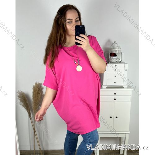 Women's Plus Size Oversize Short Sleeve Tunic (XL/2XL/3XL/4XL/5XL ONE SIZE) ITALIAN FASHION IMBM23SEE