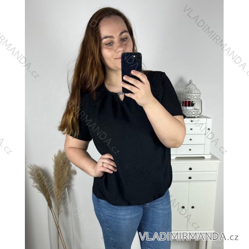 Women's Plus Size Short Sleeve Tunic (42-52) POLISH FASHION PME23VIGGO 3XL black
