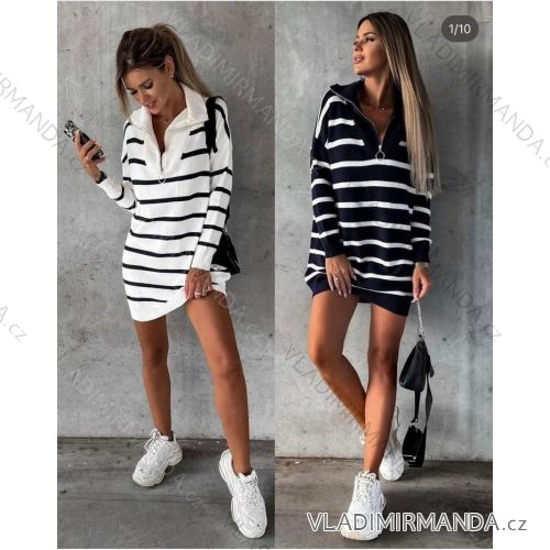 Women's Knitted Carmen Turtleneck Long Sleeve Dress (S/M, L/XL ONE SIZE) ITALIAN IM422A-82356